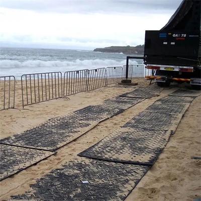 Black HDPE Temporary Roads Ground Cover Road Mats Untuk Mesin Tugas Berat