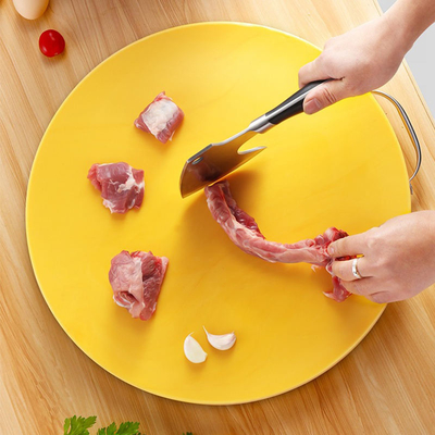 Papan Pemotong Plastik Polietilen Bulat Daging Ramah Lingkungan Dapur Dengan Pegangan