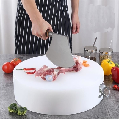 Papan Pemotong Plastik Polietilen Bulat Daging Ramah Lingkungan Dapur Dengan Pegangan