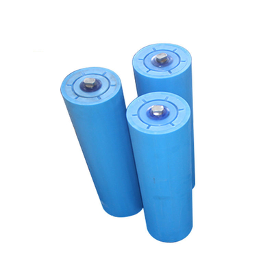 Blue UHMWPE Belt Conveyor Roller Idler Untuk Roller Conveyor Belt Penambangan
