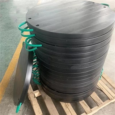 Black Round HDPE Jack Foot Plate Plastic Crane Outrigger Pad Untuk Mobile Cranes